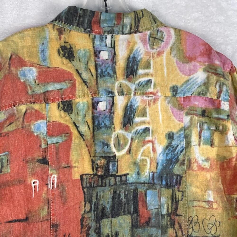 Vtg Chicos Patchwork Linen Jacket Coat Womens M M… - image 8
